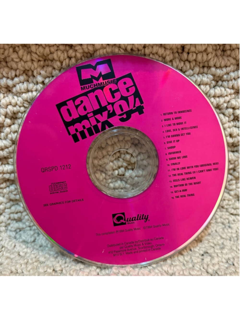 MuchMusic Dance Mix '94 CD Album Pink and Black One Size